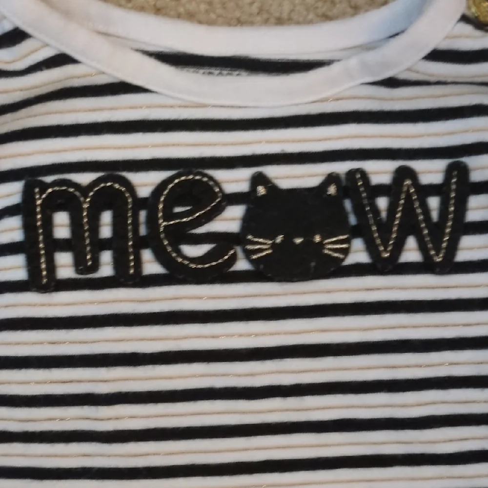Gymboree Striped Long Sleeve Tee with Meow Design